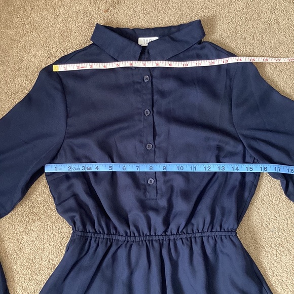 TOBI plain navy blue button up long sleeve dress with cinched waist, medium - Picture 11 of 15